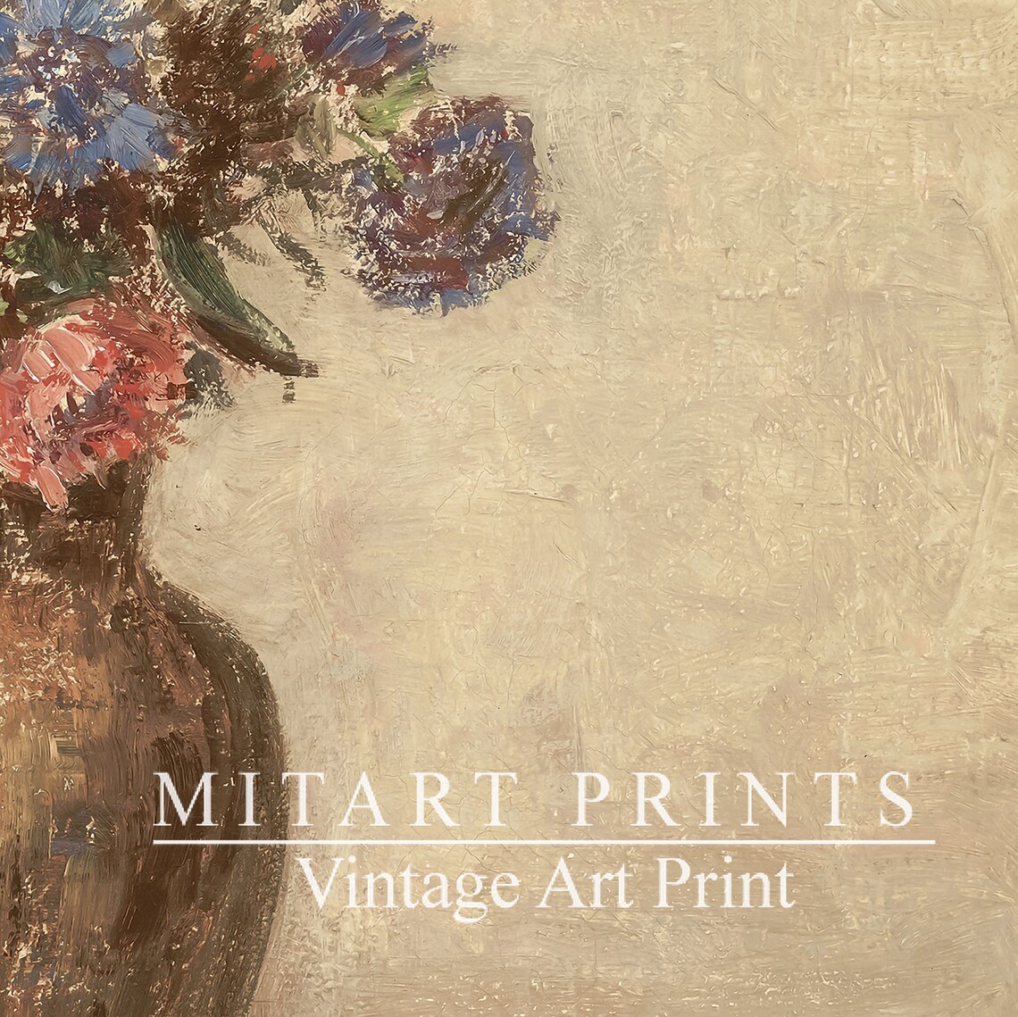 Vintage Flower Vase Still Life Art Print - Image 3