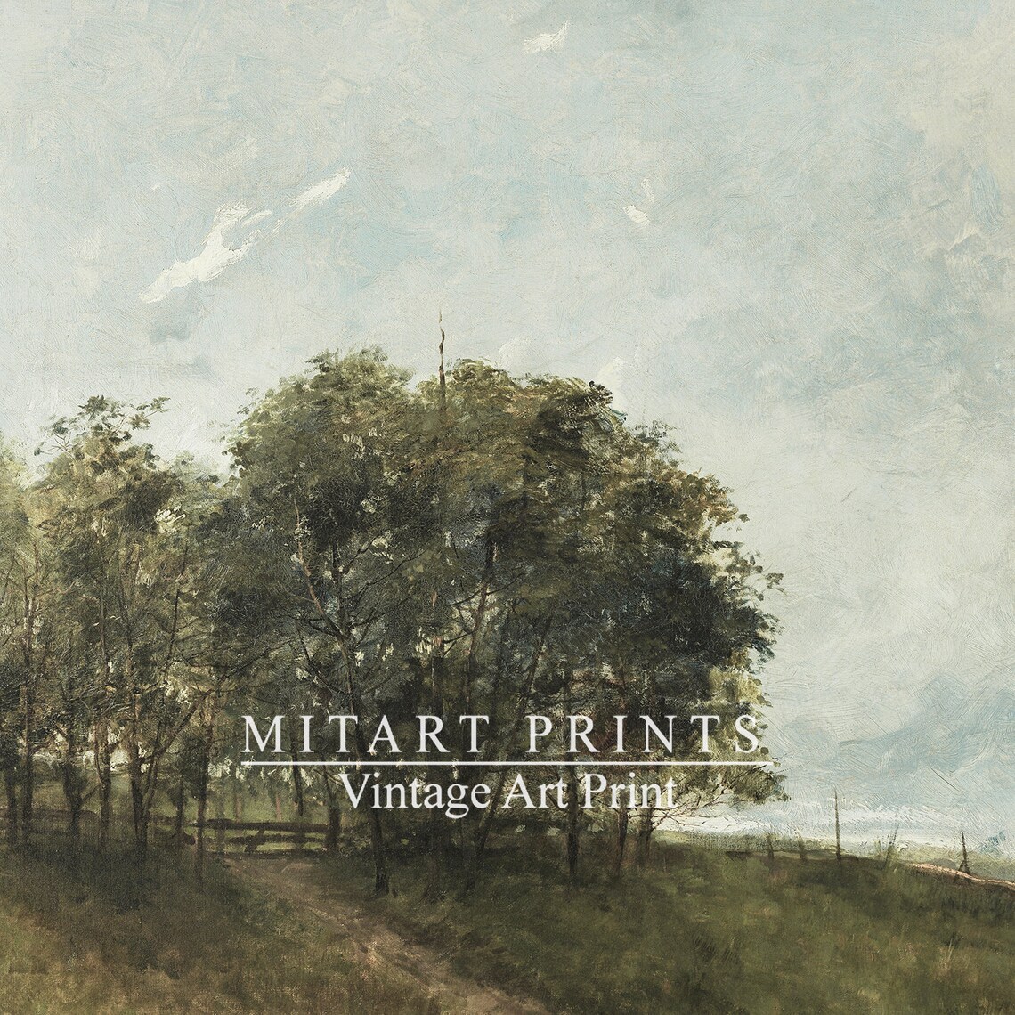 Country Vintage Landscape Art Print, Rustic Farmhouse - Image 4