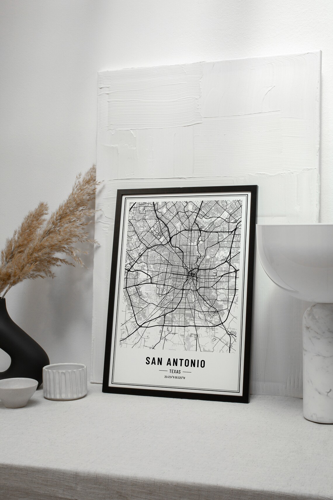 San Antonio Texas Map Art Print, City Coordinates - Image 3