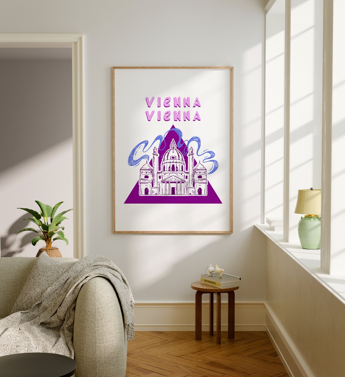St Charles Church Vienna Austria Hand Drawn Illustration Poster - Image 2