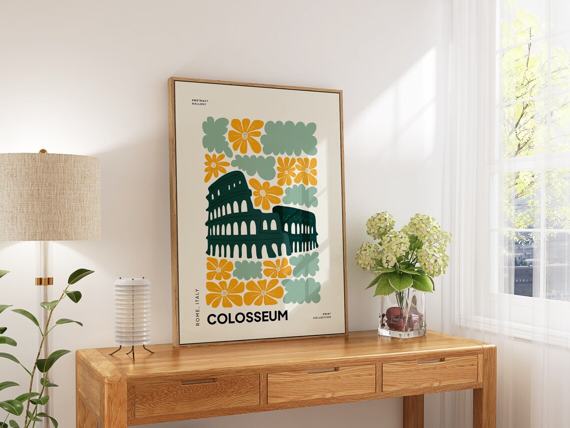 Beautiful Rome Colosseum Floral Abstract Art Poster Italy Travel - Image 5
