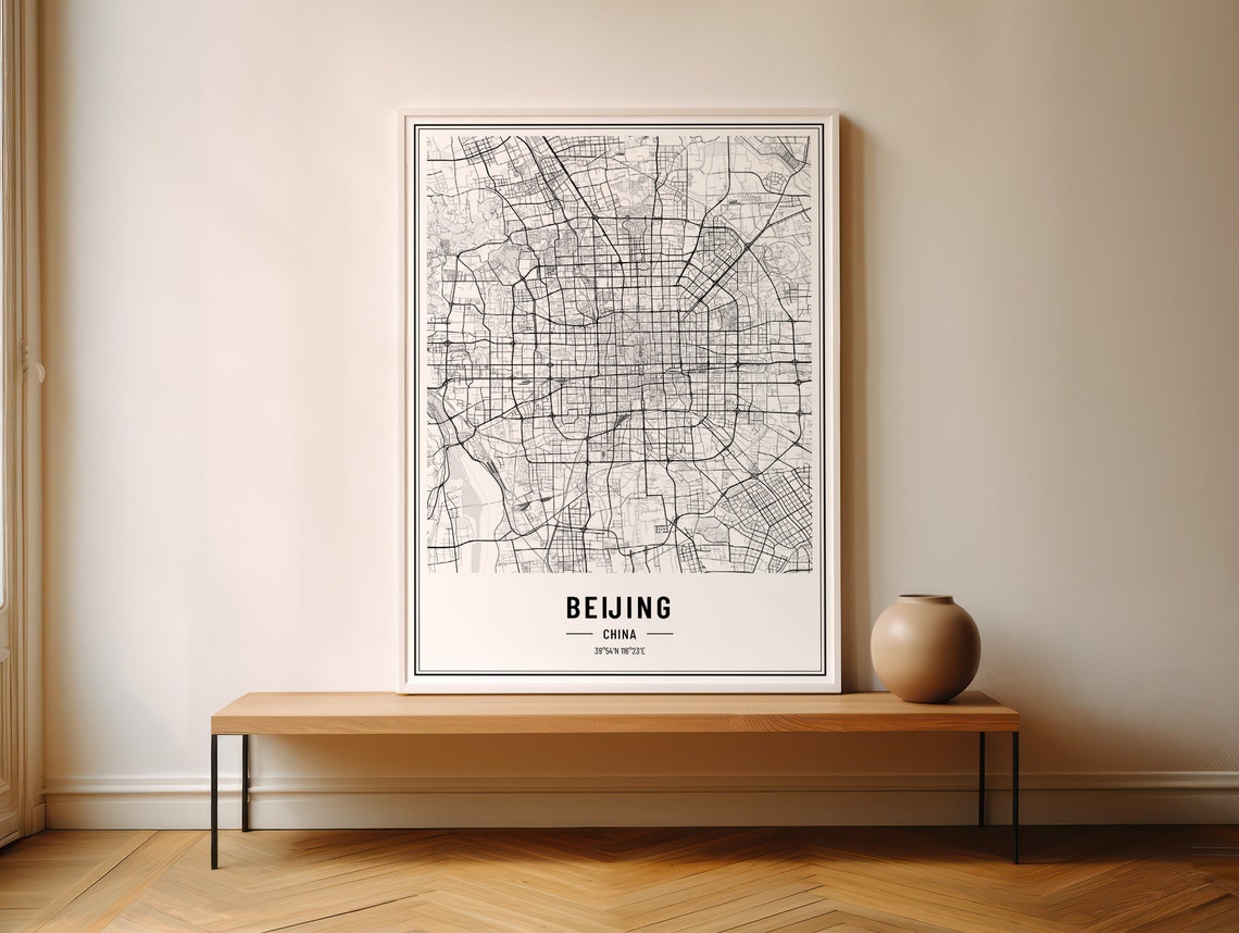 Beijing China Street Map Black and White Minimalist City Poster - Image 2