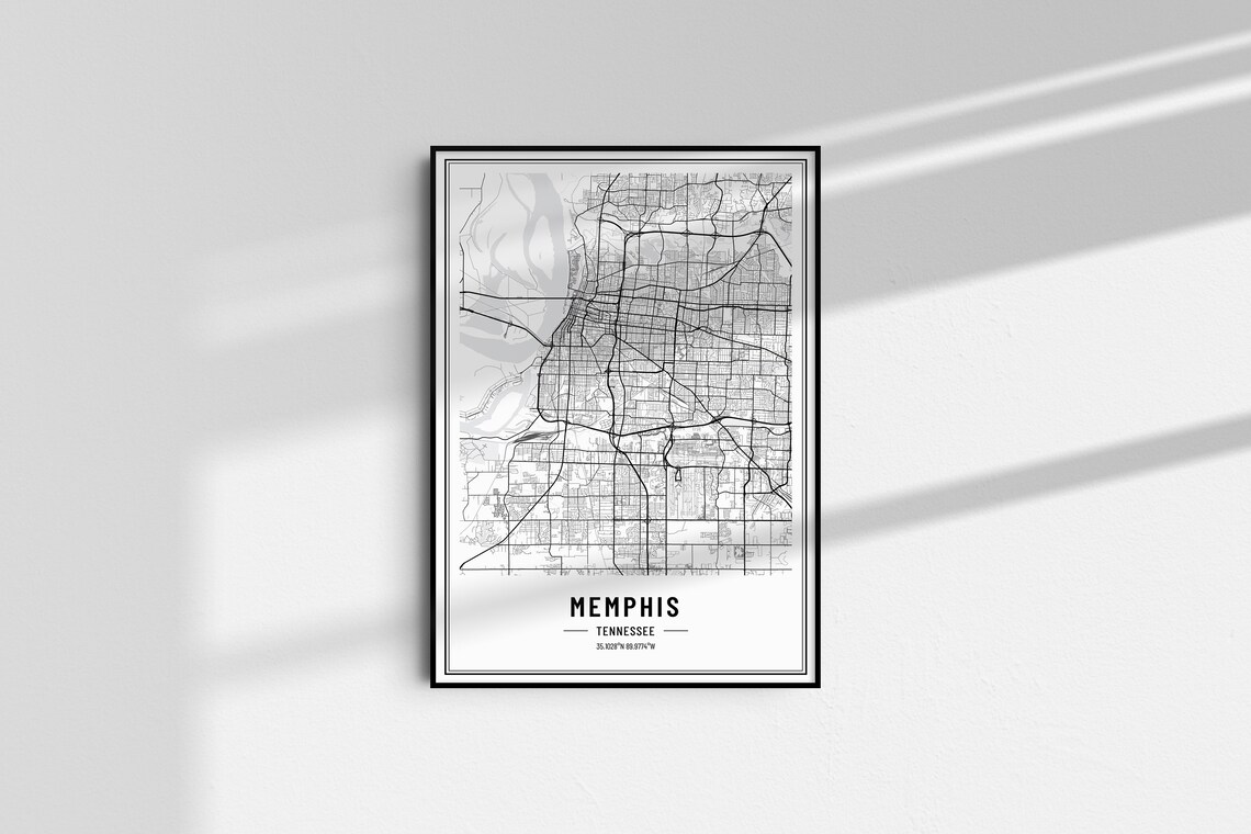 Memphis Tennessee City Map Minimalist Street Line Art Wall Poster - Image 5