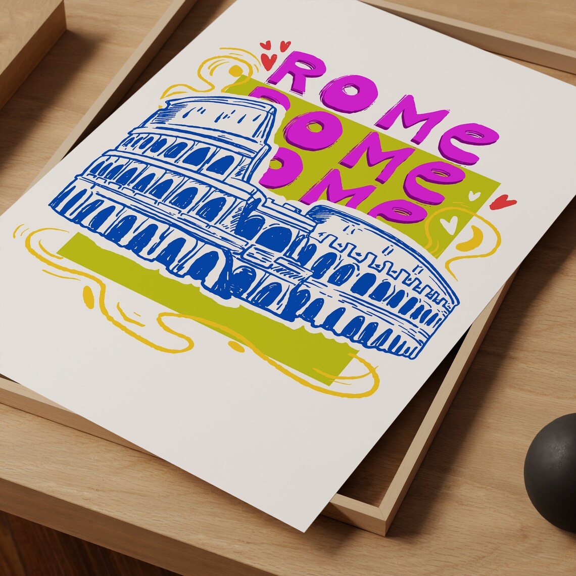 Rome Colosseum Colorful Travel Illustration Art Print - Image 3