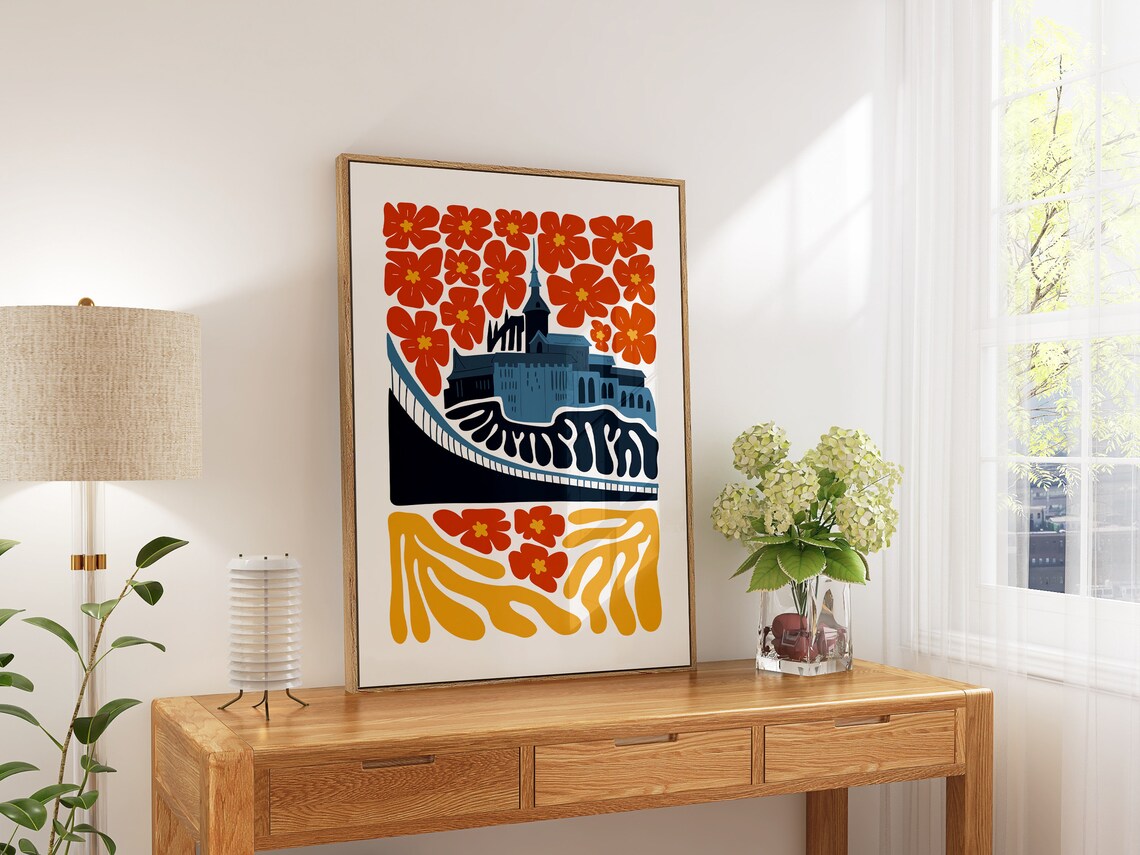 Mont Saint Michel France Abstract Floral Gallery Art Decor Poster - Image 5
