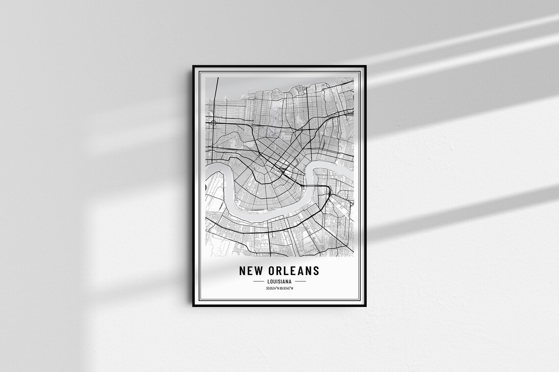 New Orleans Louisiana Street Map Black and White Minimalist City Poster - Image 4