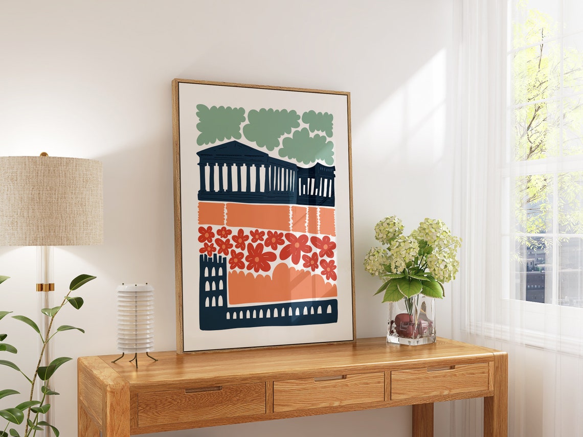 Athens Acropolis Greece Blue Parthenon Columns Abstract Art Poster - Image 5
