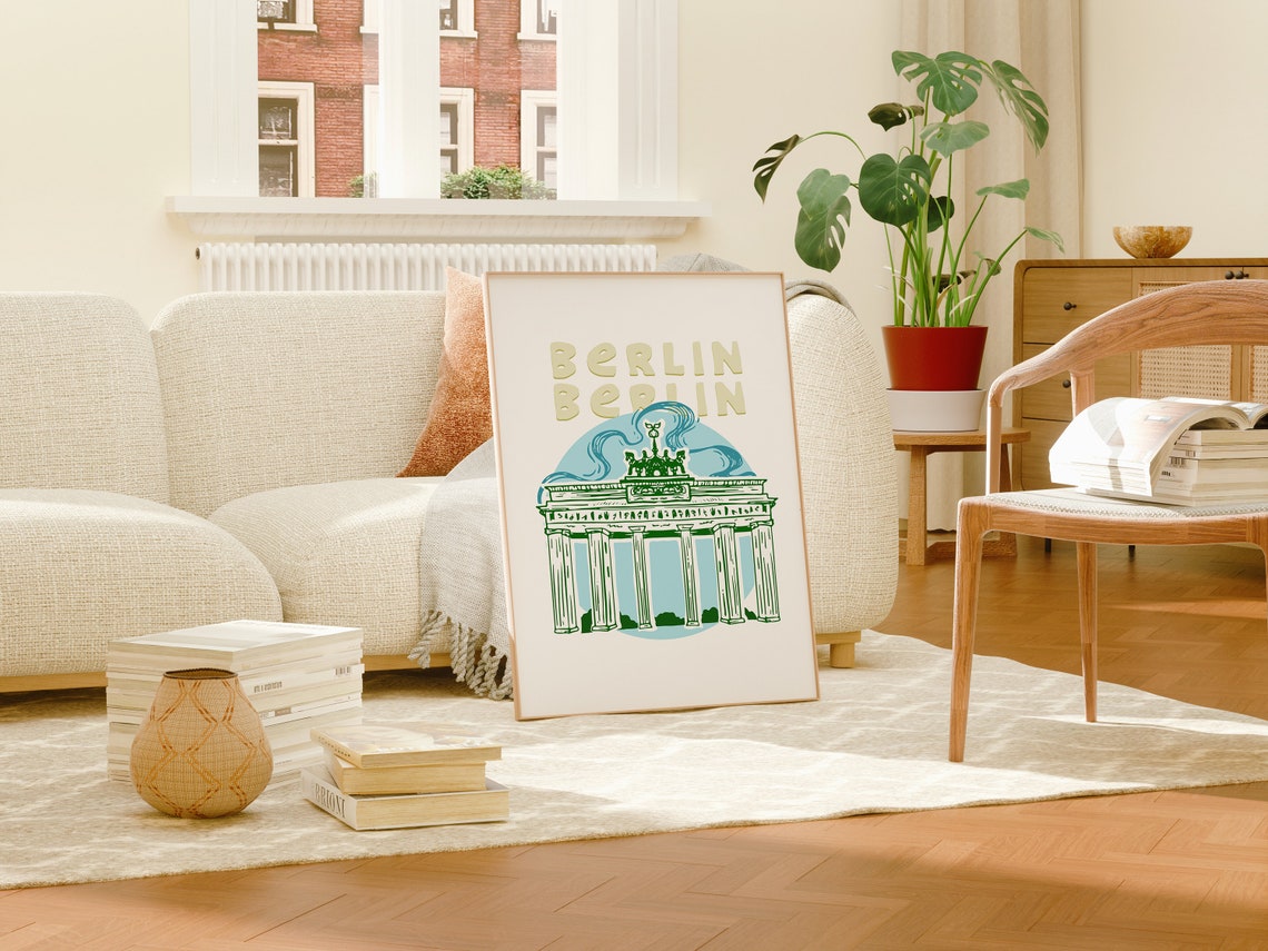 Brandenburg Gate Berlin Green Hand Drawn Illustration Poster - Image 2
