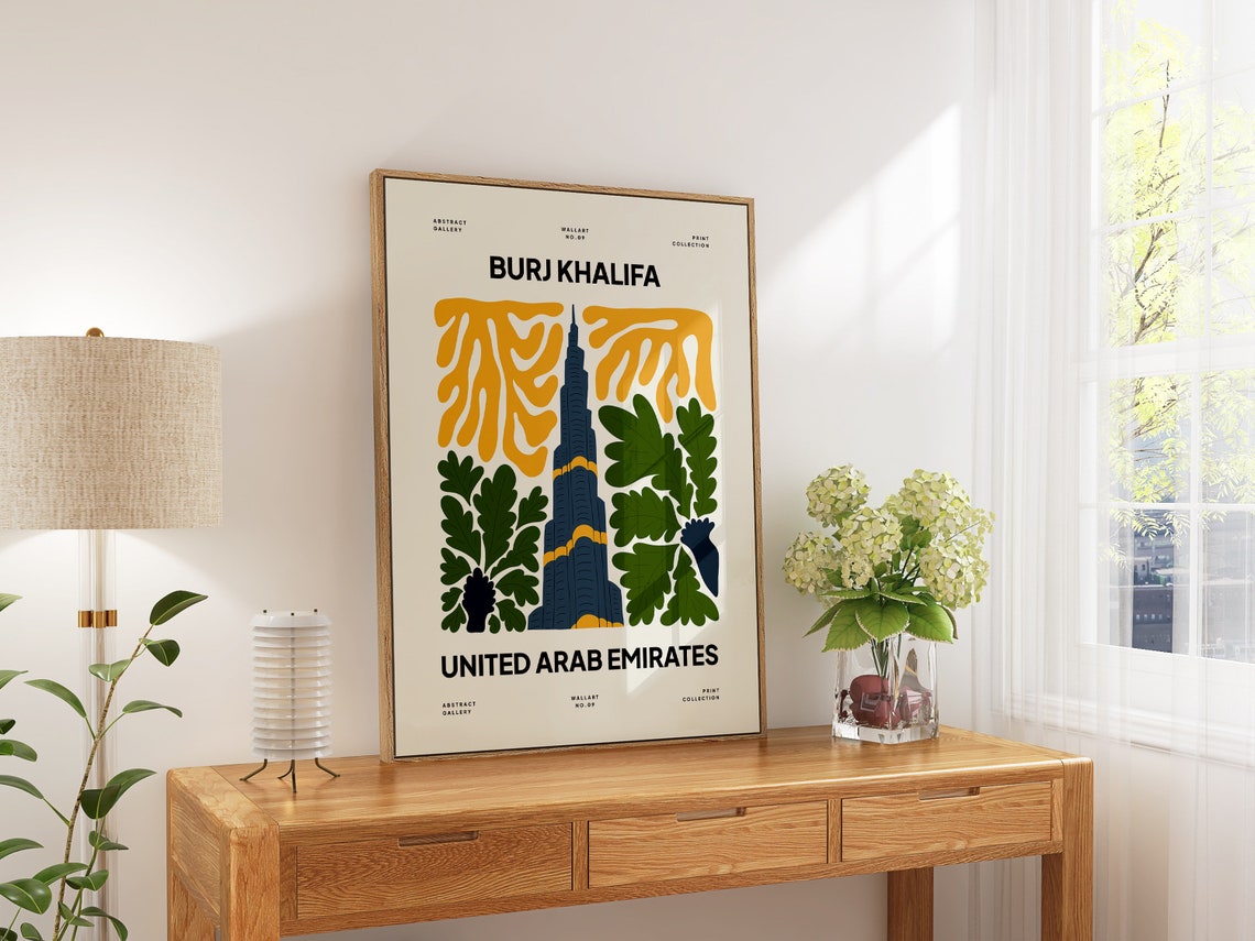 Burj Khalifa UAE Abstract Botanical Gallery Style Art Poster - Image 5