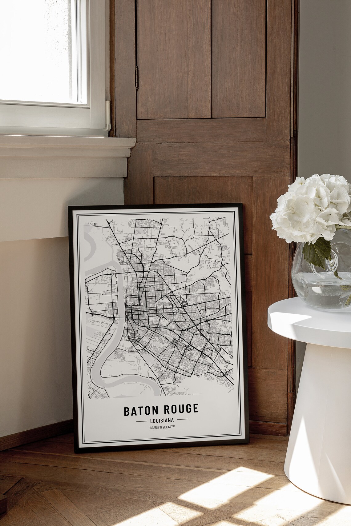 Baton Rouge Louisiana Street Map Black and White Minimalist City Poster - Image 3