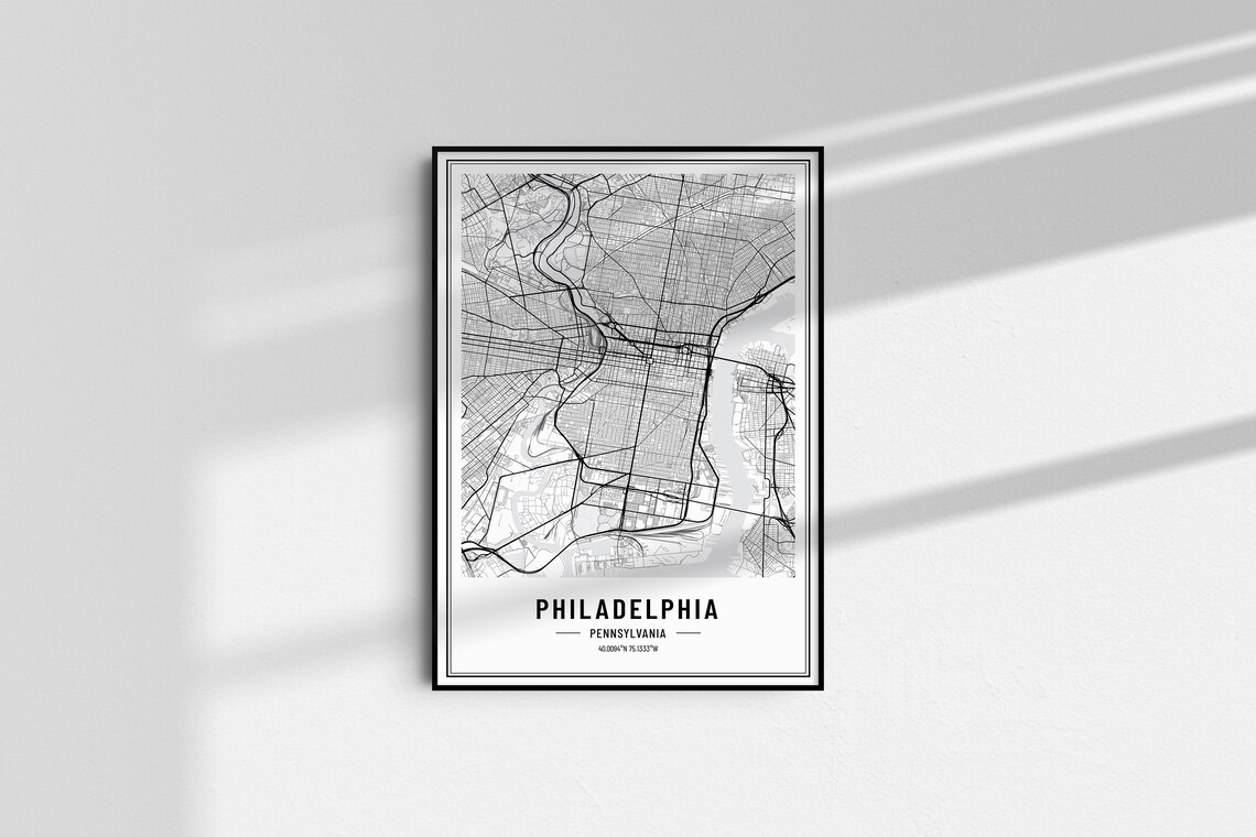 Philadelphia Pennsylvania Street Map Black and White Minimalist City Poster - Image 4