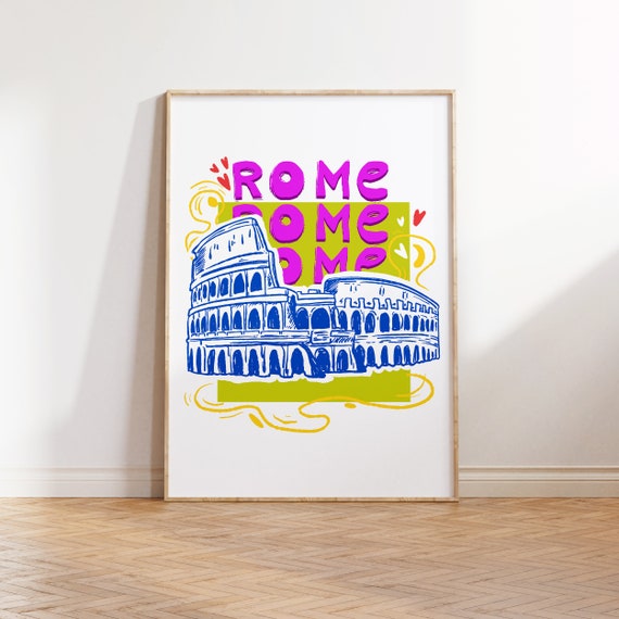 Rome Colosseum Colorful Travel Illustration Art Print