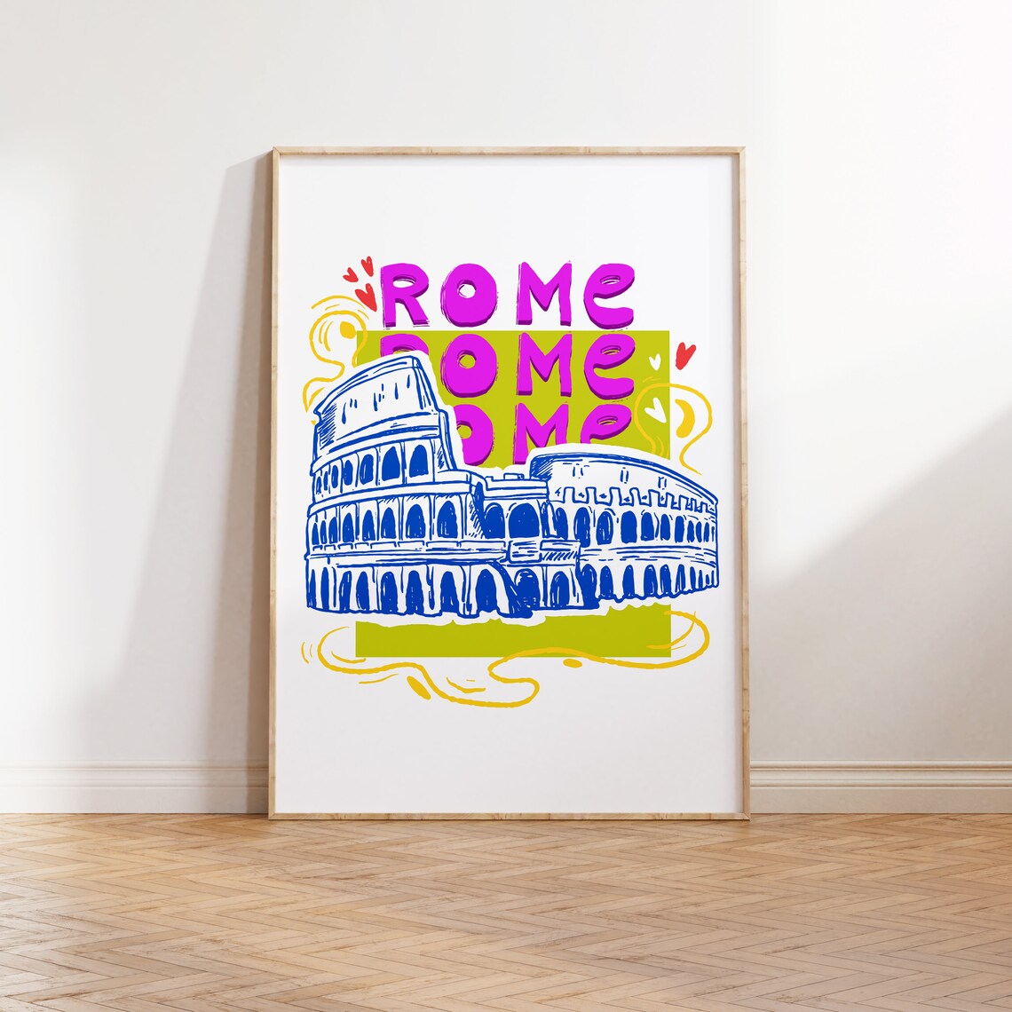Rome Colosseum Colorful Travel Illustration Art Print