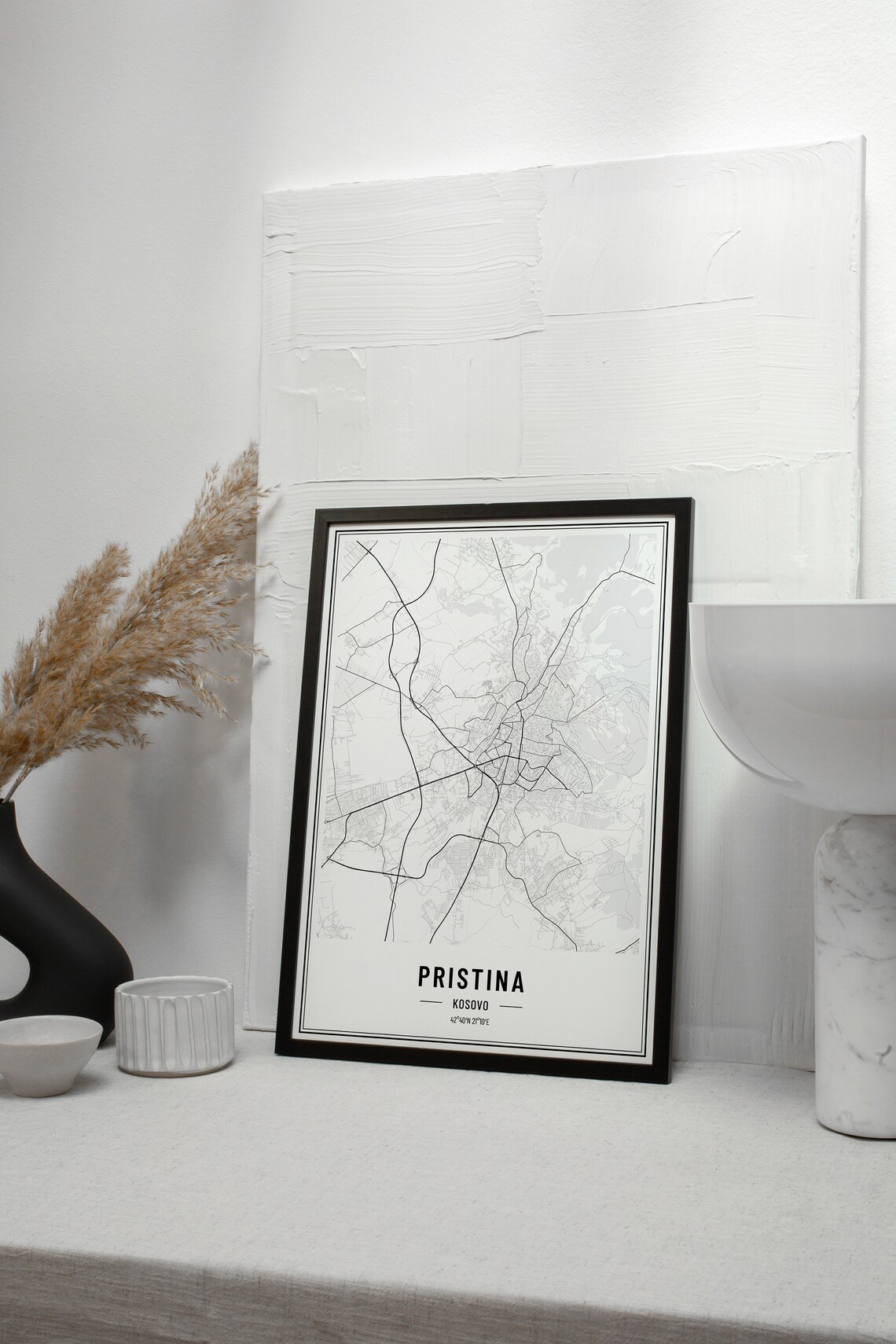 Pristina Kosovo Street Map Black and White Minimalist City Poster - Image 3