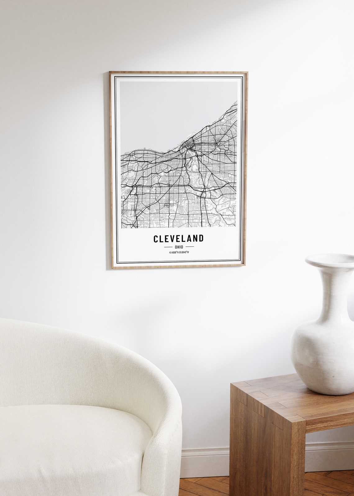 Cleveland Ohio Modern Black and White Minimalist City Map Poster - Image 5