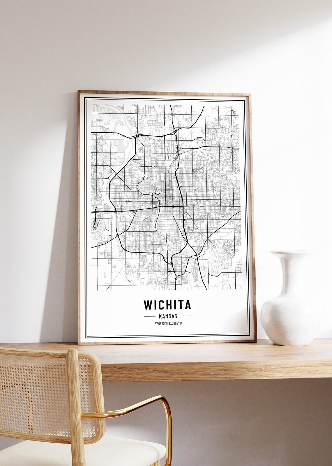 Wichita Kansas Map Print Wichita Kansas Map Poster Wichita Kansas Wall Art Wichita Kansas Art Print Wichita Kansas Coordinates - Image 3