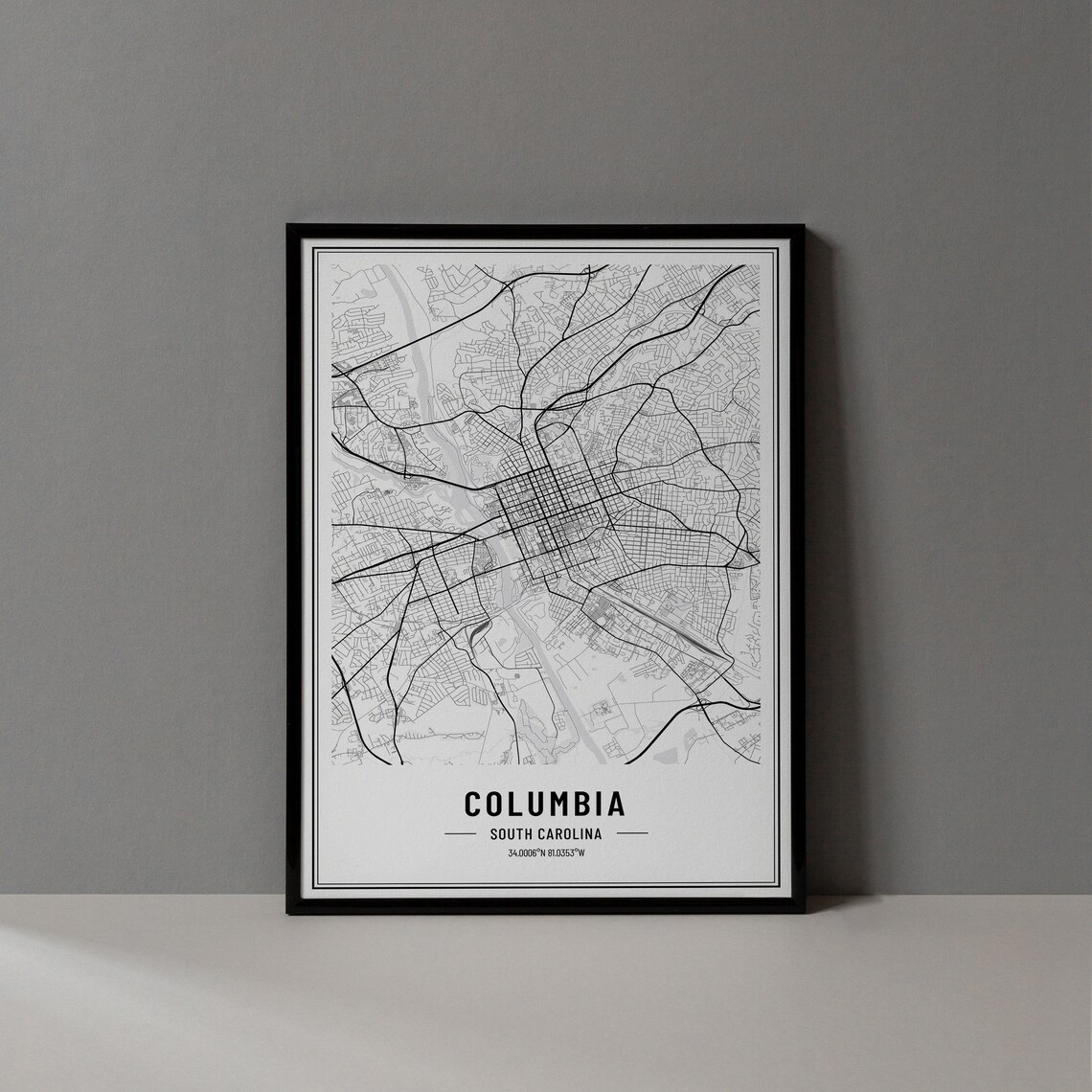 Columbia South Carolina Minimalist City Street Map Art Poster