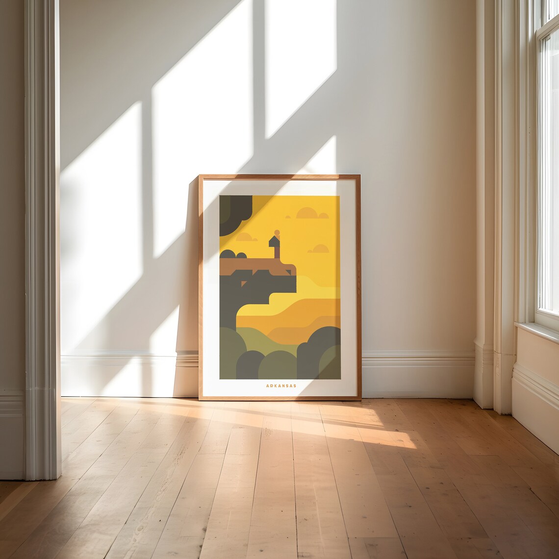 Arkansas Geometric Sunset Mountain Landscape Modern Art Poster - Image 4