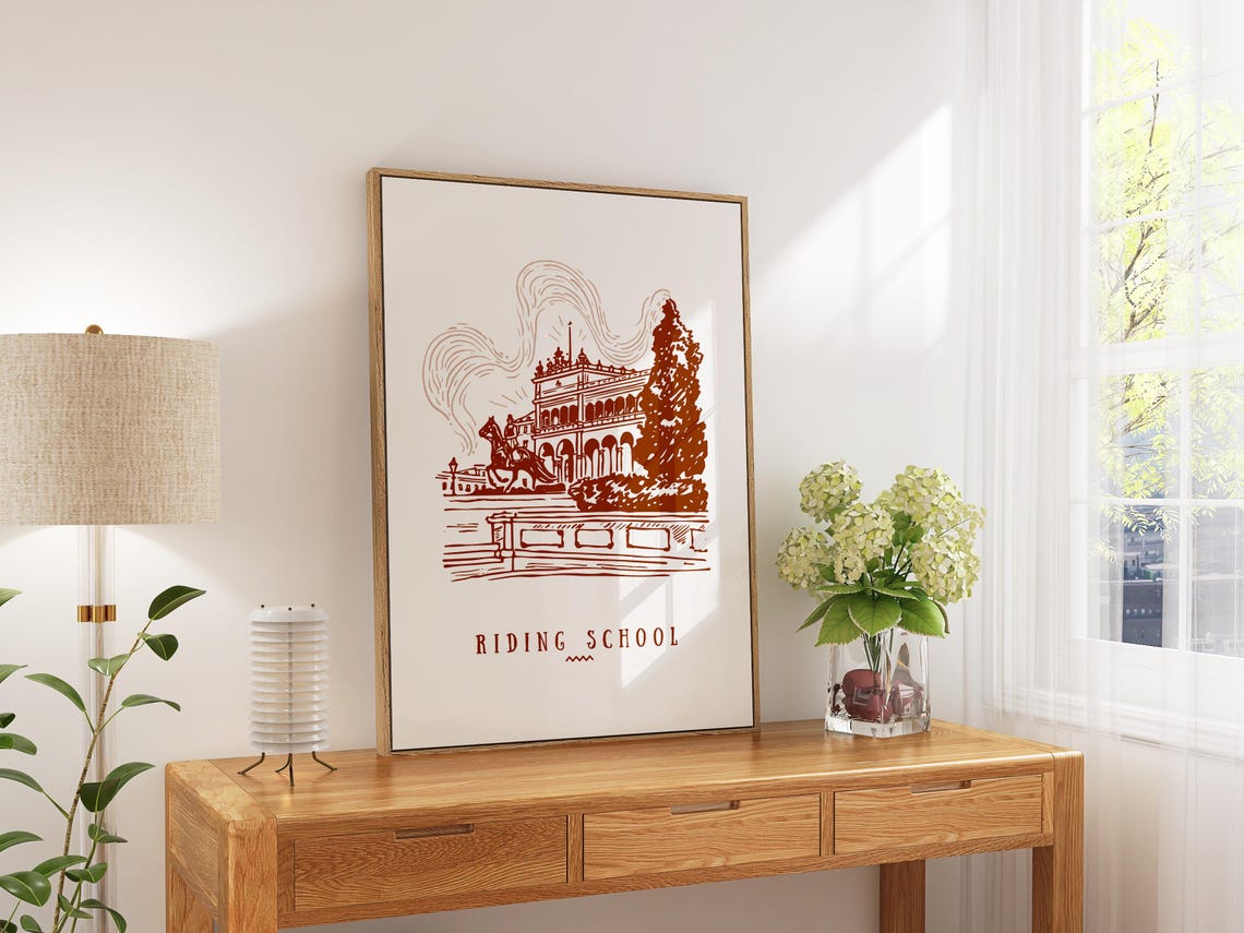 Spanish Riding School Vienna Austria Hand Drawn Illustration Poster - Image 2