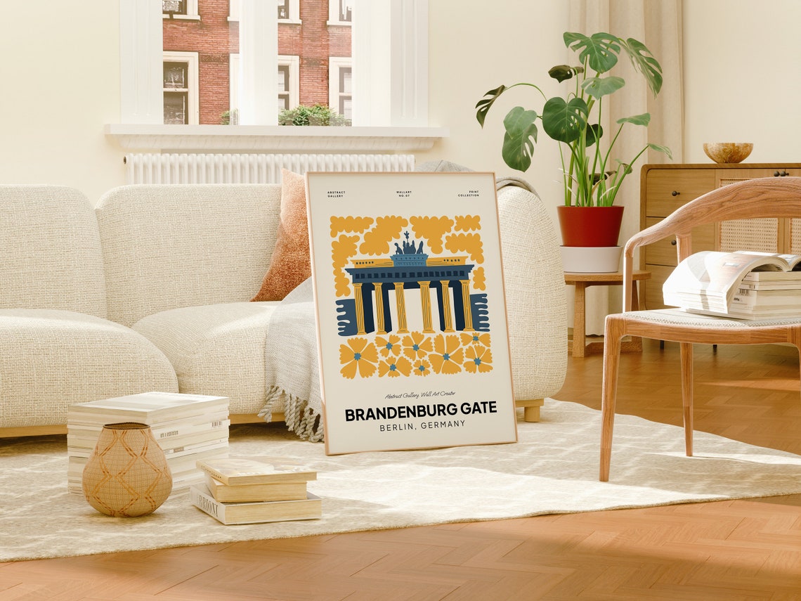 Brandenburg Gate Berlin Germany Yellow Bloom Botanical Poster - Image 3