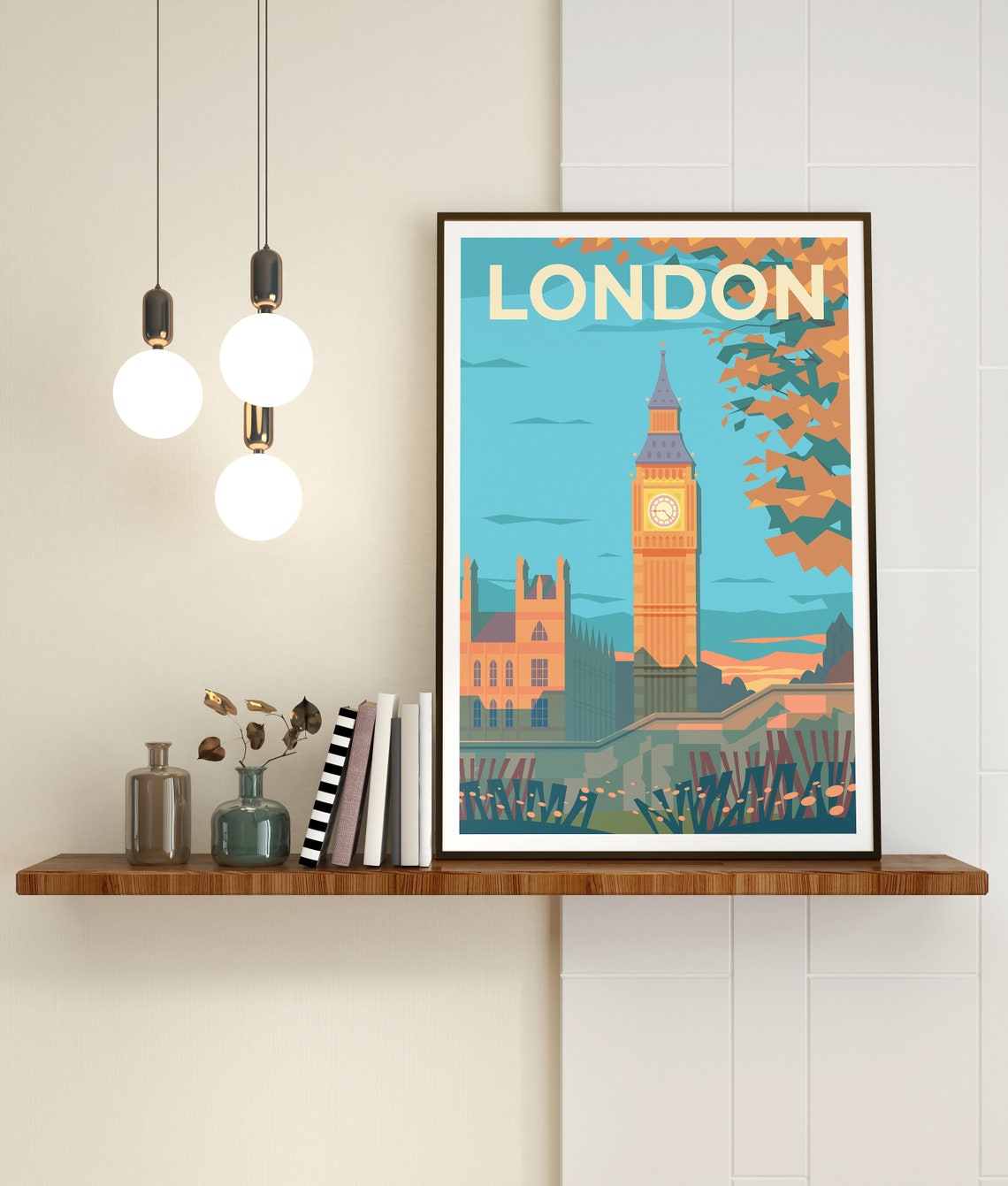 London Big Ben Westminster Autumn Leaves Clock Tower Travel Poster - Image 3