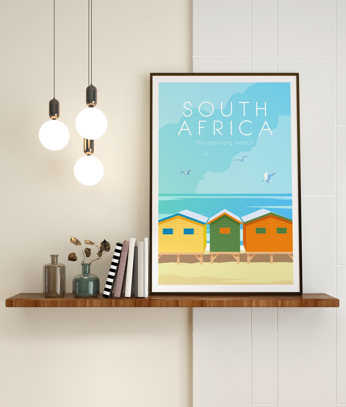 South Africa Mulzenberg Beach Travel Poster South Africa Wall Art South Africa Travel Print South Africa Travel Illustration Art - Image 3