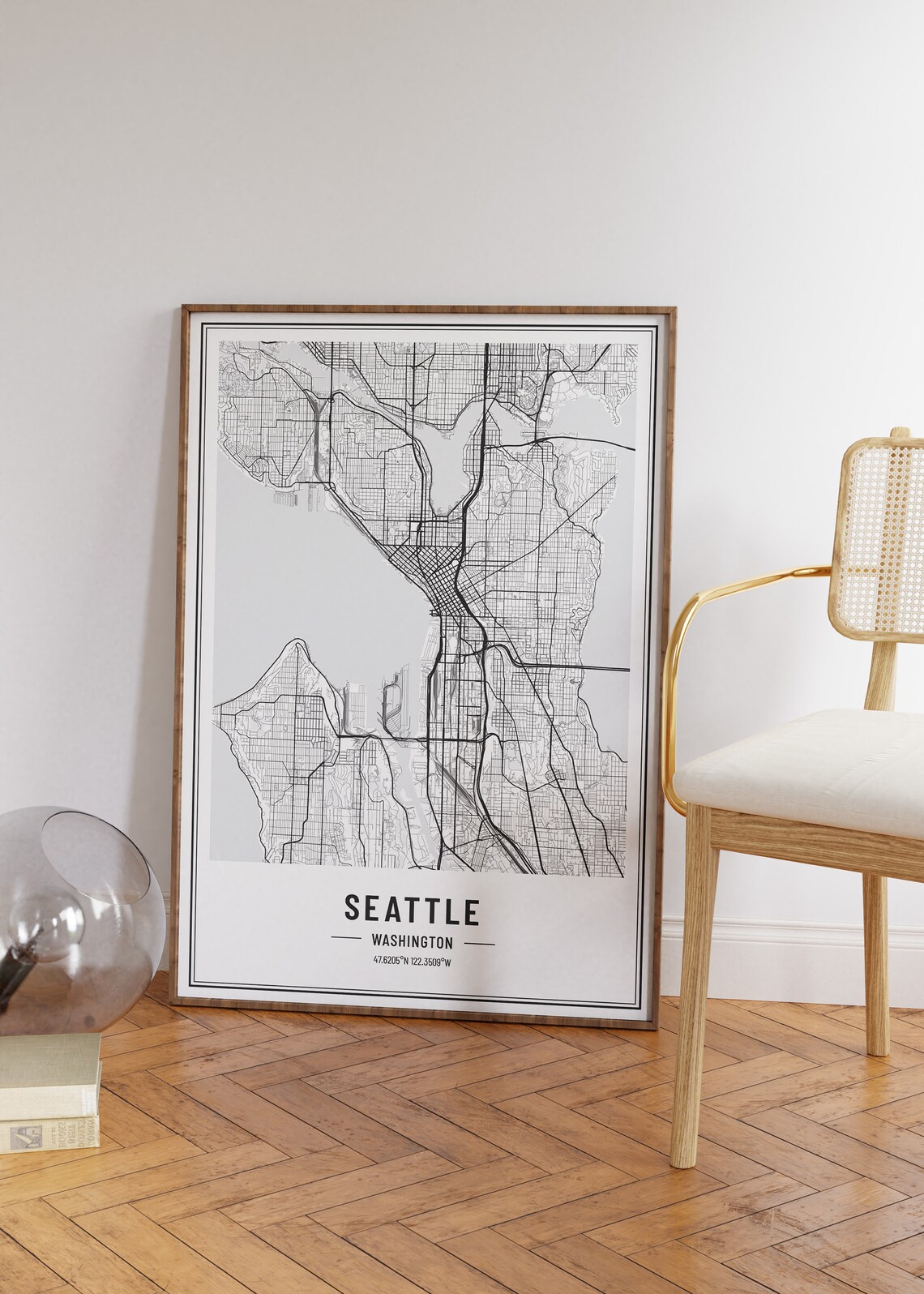 Seattle Washington Street Map Black and White Minimalist City Poster - Image 4
