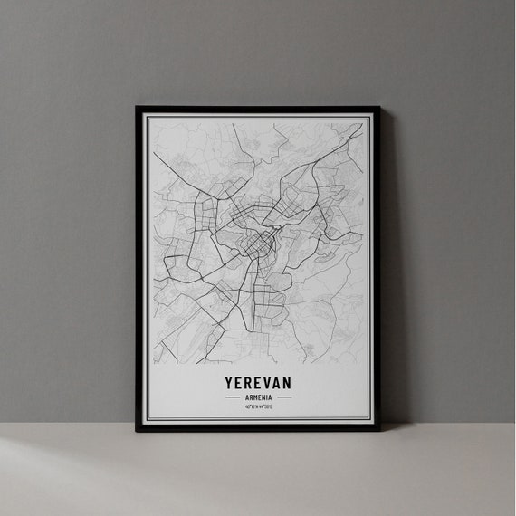 Yerevan Armenia Map Poster, City Coordinates