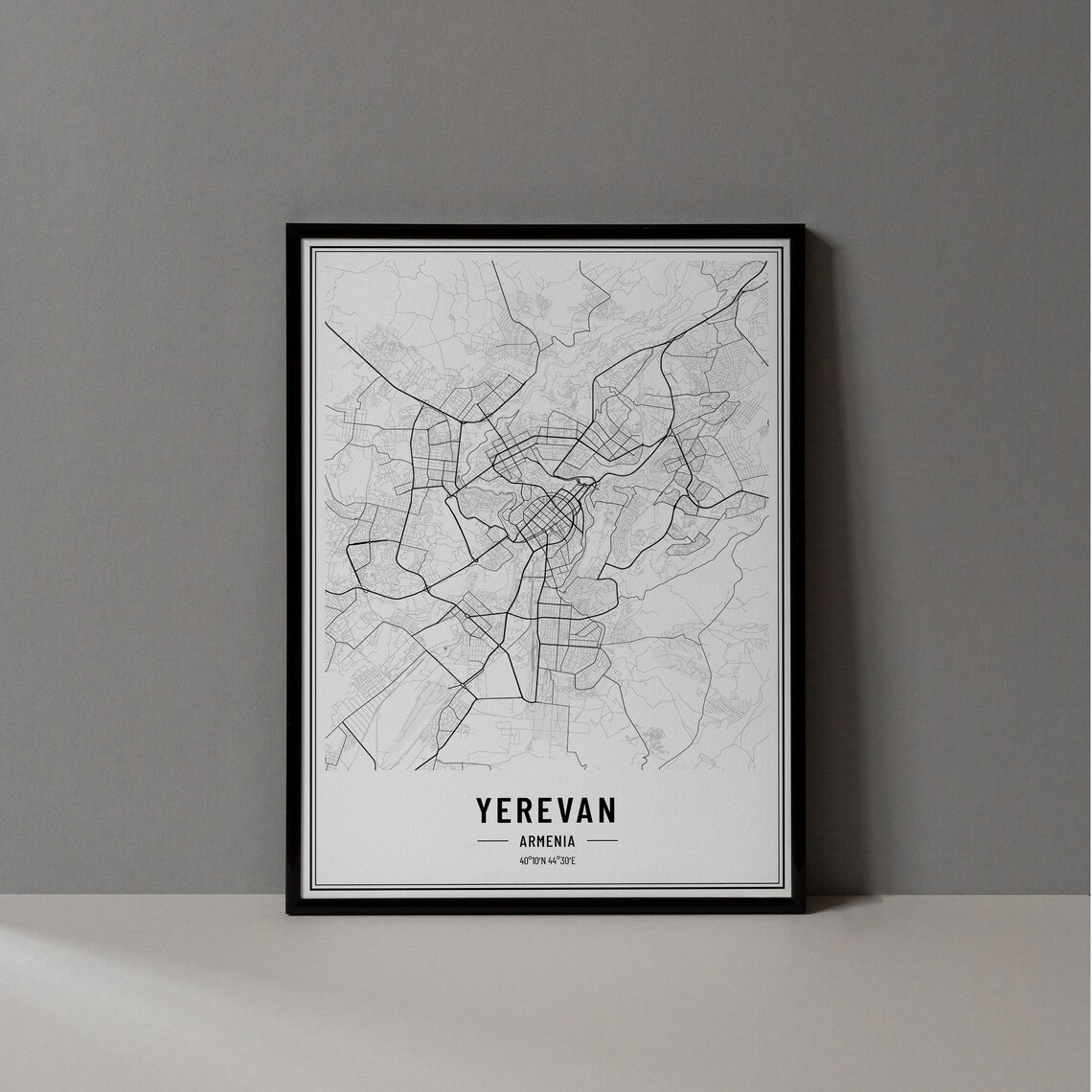 Yerevan Armenia Map Poster, City Coordinates