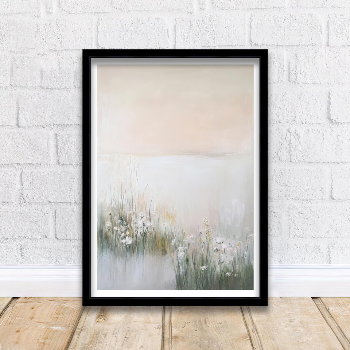 Minimalist Abstract Seascape Soft Beige Waves Modern Ocean Poster