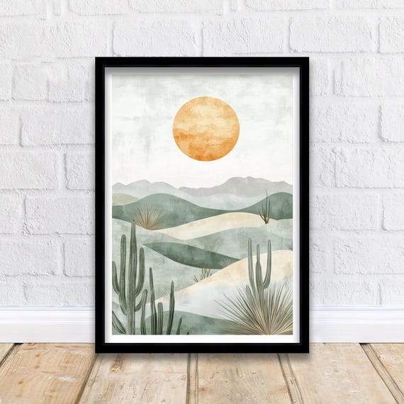 Boho Desert Print Modern Landscape Wall Art Earthy Nature Poster For Living Room Bedroom Or Gallery Warm Minimalist Bohemian Dcor