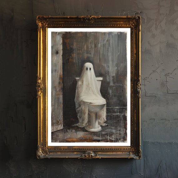 Sitting on a Toilet Spooky Gothic Halloween Poster