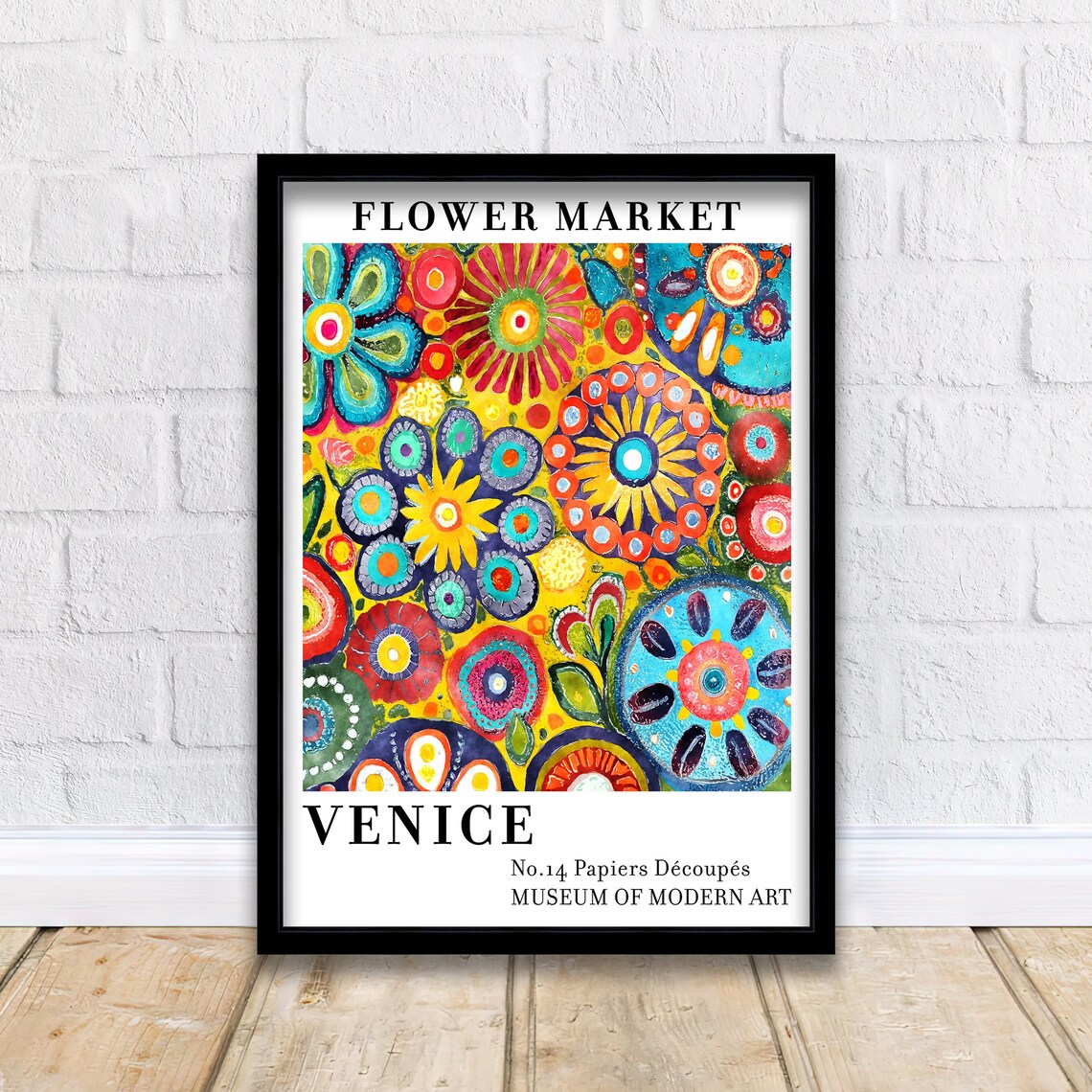 Venice Flower Market No 14 Papiers Decoupes Colorful Floral Poster