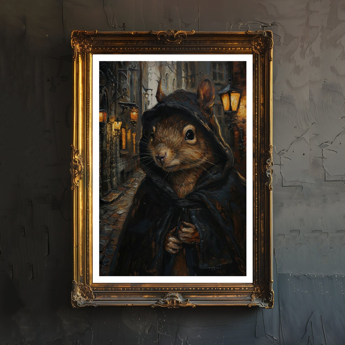 Gothic Squirrel Thief Art Print, Dark Academia
