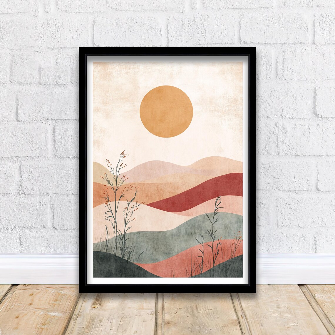 Boho Mountain Landscape Art Print, Modern Nature
