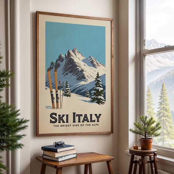Italy Ski Poster Retro Print Vintage Apres Wall Art