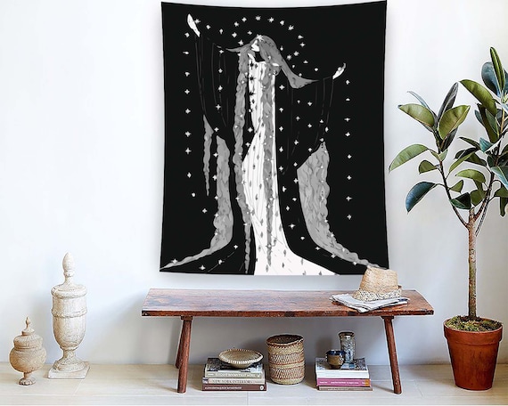 Abstract Tapestry Witch Tapestry Gothic Tapestry Horror Tapestry Minimalist Tapestry Home Decor Personalized Tapestry Home Gift