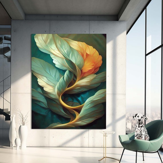 Tempered Glass Floral Wall Art Print, Green Botanical