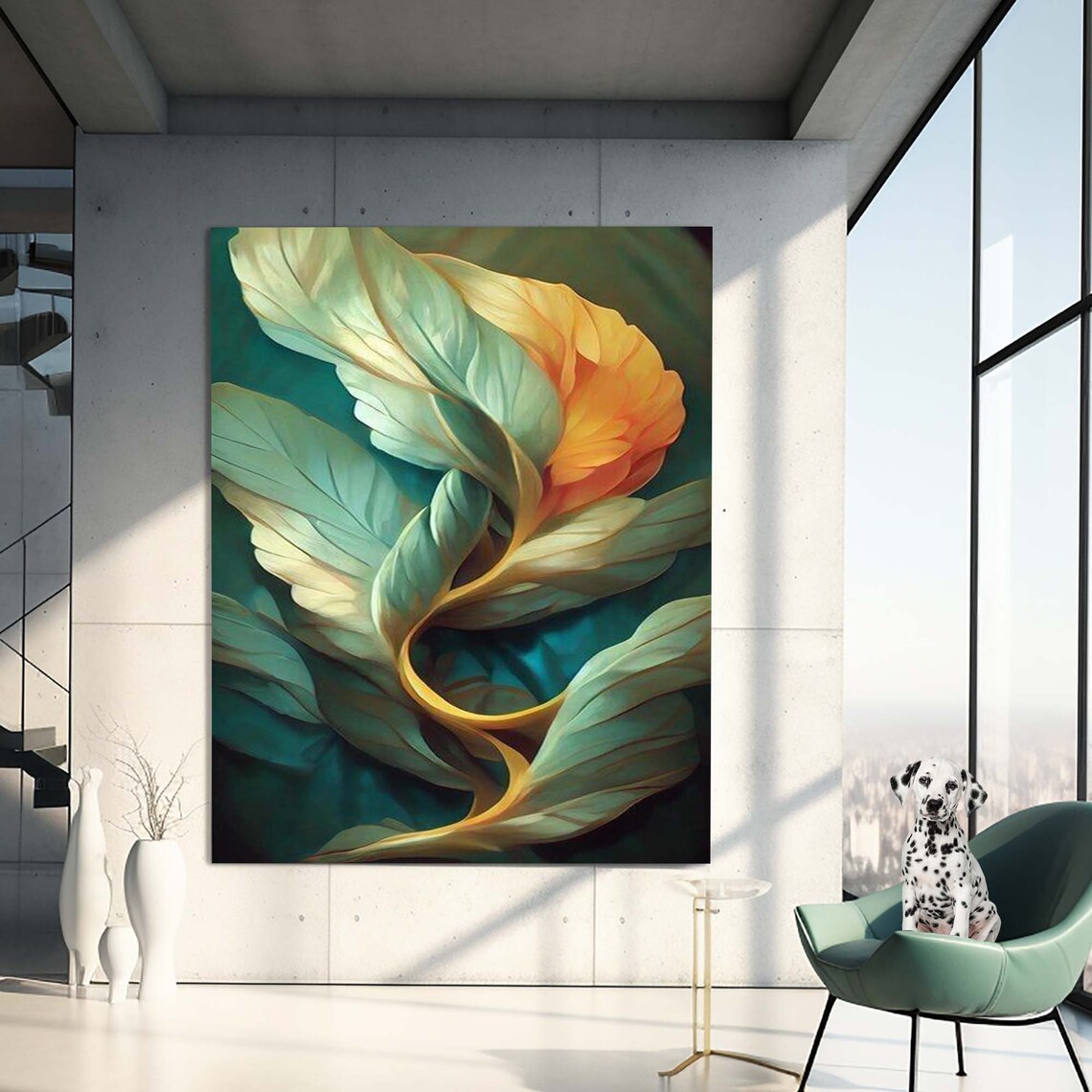 Tempered Glass Floral Wall Art Print, Green Botanical