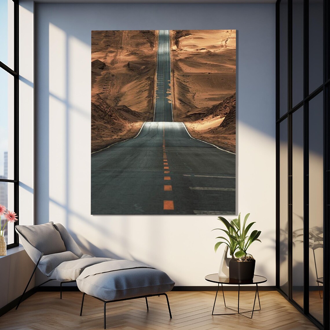 Endless Desert Highway Vanishing Point Road Through Dunes Travel Poster - Image 2
