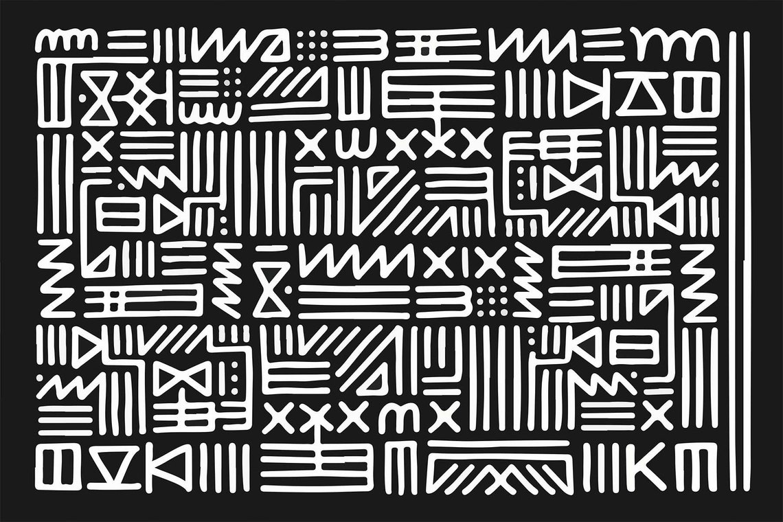 Black White Tribal Mudcloth Pattern Wall Hanging Tapestry Wall Art - Image 3