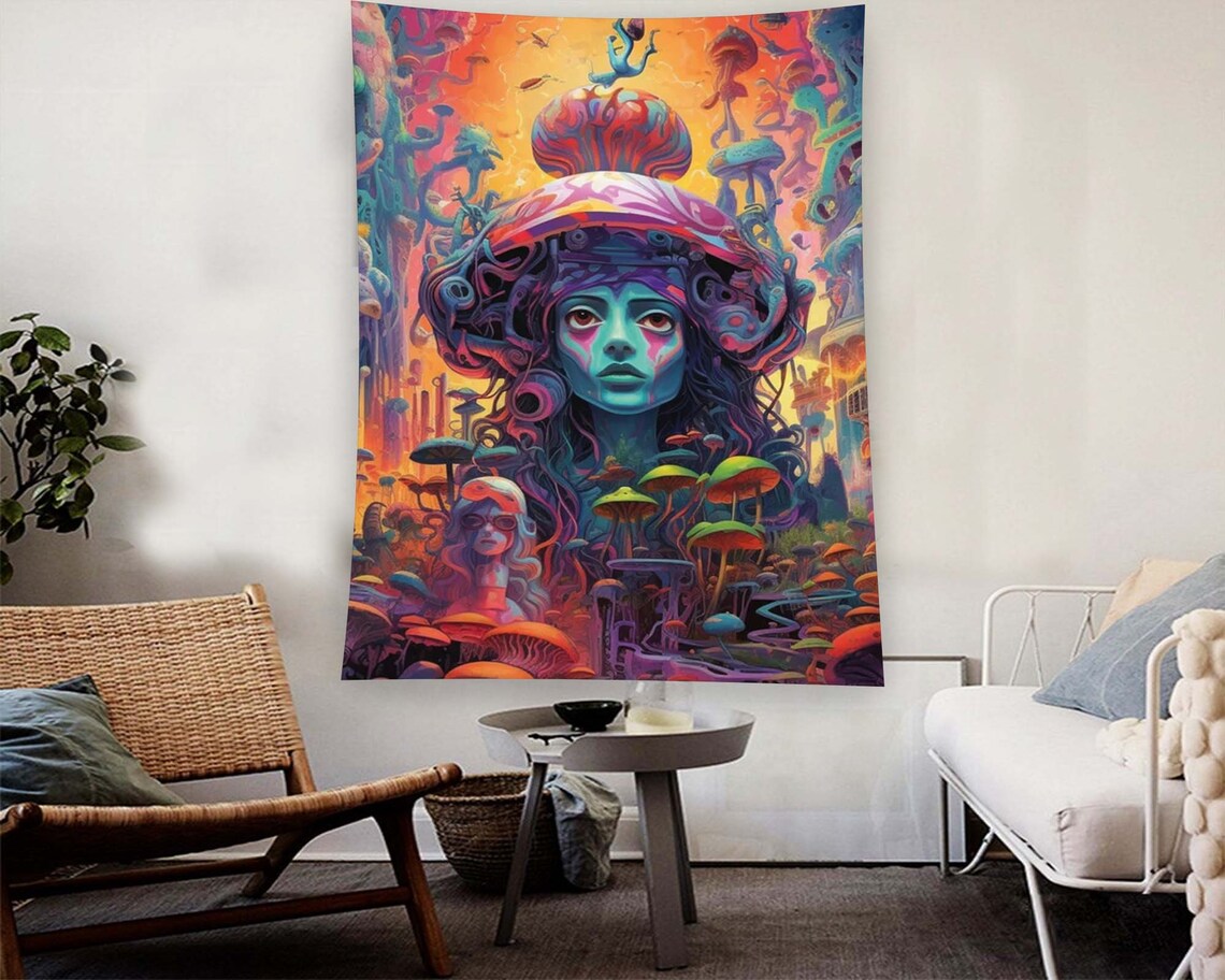 Psychedelic Mushroom Fairy Girl Trippy Fantasy Dream Art Poster - Image 2