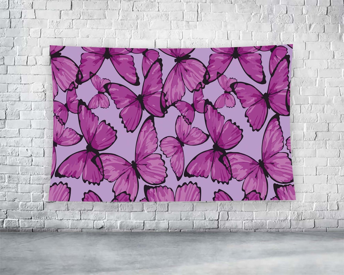 Butterfly Tapestry Pink Tapestry Purple Tapestry Minimalist Tapestry Cute Tapestry Girl Room Tapestry Baby Room Tapestry Kids Room - Image 2