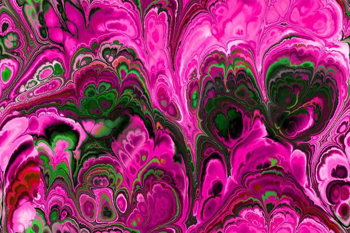 Pink Green Marble Swirl Psychedelic Fluid Abstract Bold Modern Poster - Image 3