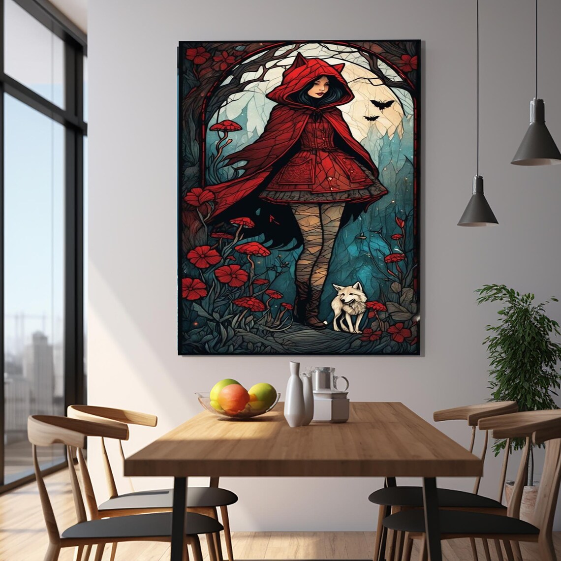 Little Red Riding Hood Dark Forest White Wolf Fairytale Gallery Poster - Image 2