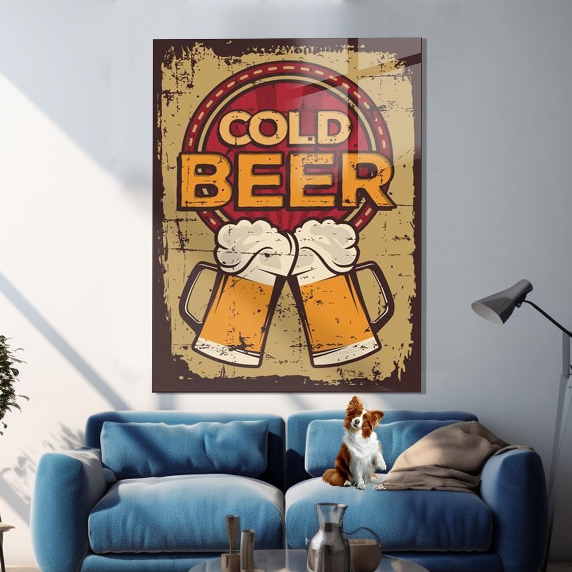 Vintage Cold Beer Sign Retro Brewery Mugs Pub Wall Art Poster - Image 3