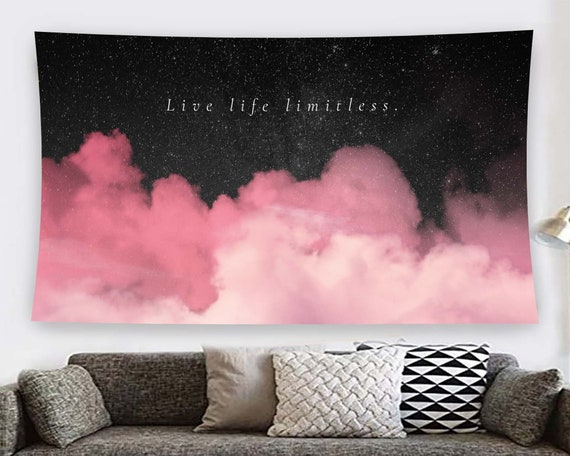 Minimalist Tapestry Cloud Tapestry Motivation Tapestry Text Tapestry Modern Tapestry Salon Tapestry Salon Decor Pink Black Tapestry