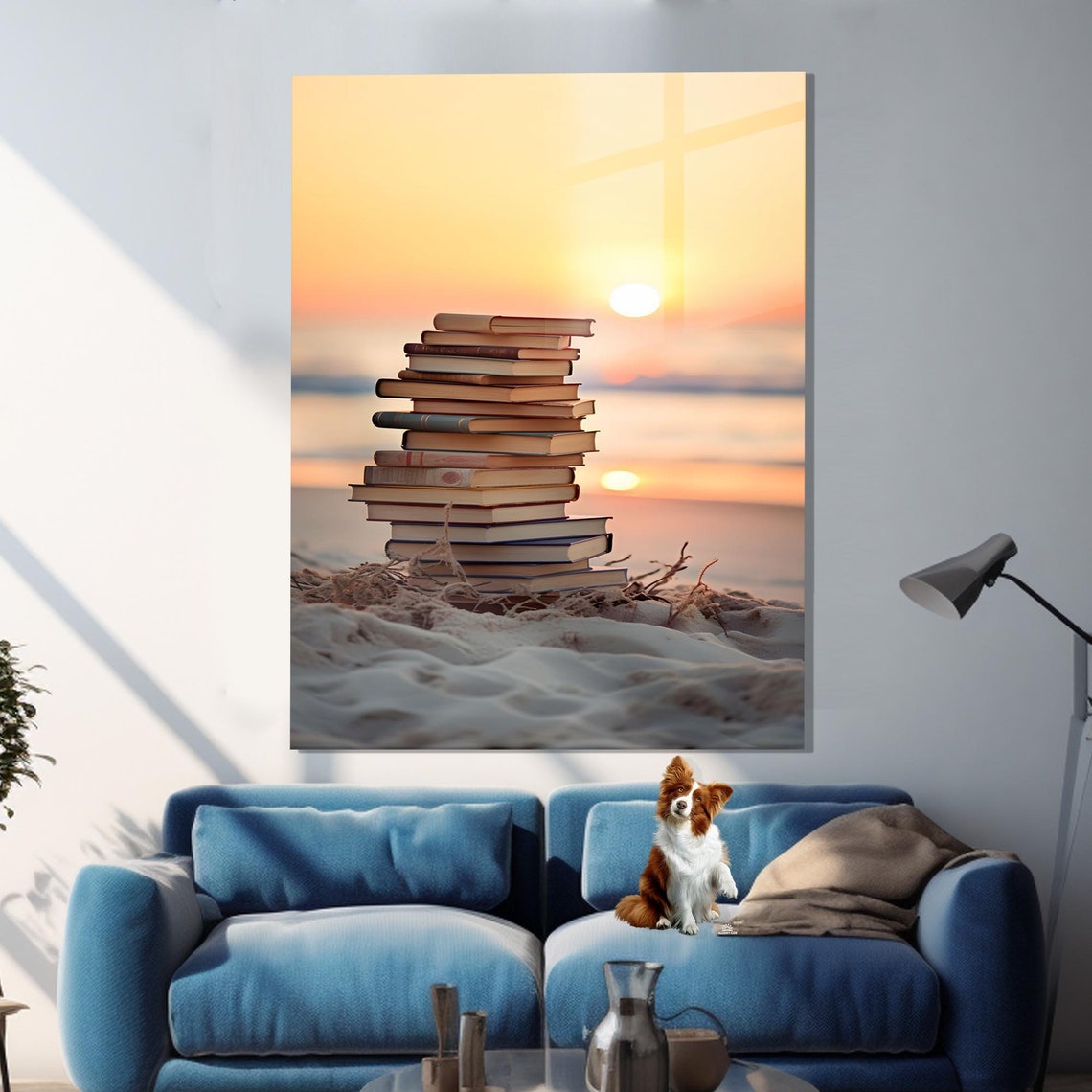 Stack Of Books On Sunset Beach Reader Gift Cozy Gallery Poster - Image 3