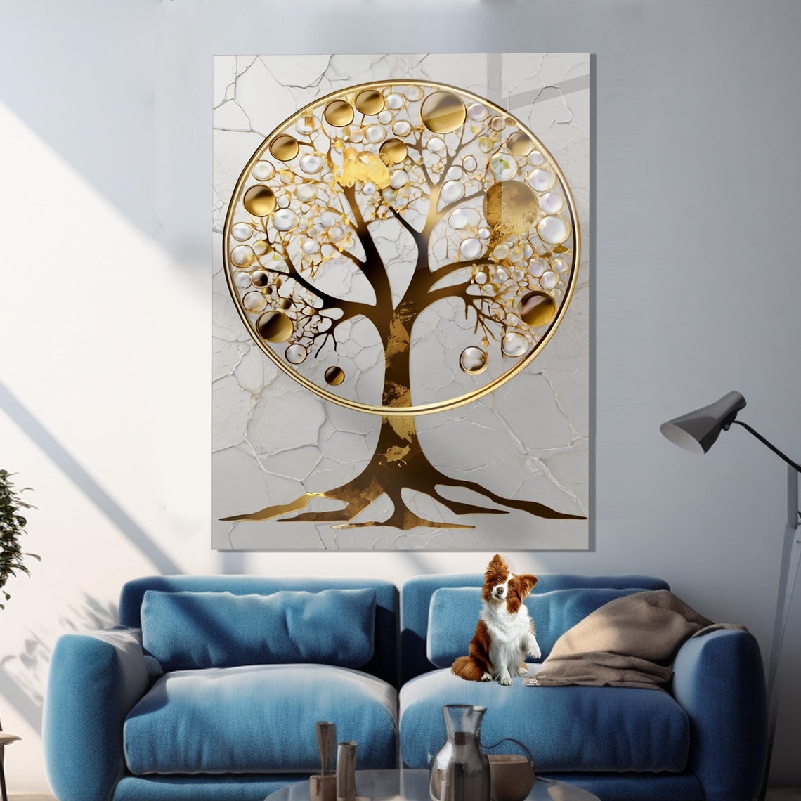 Gold Tree of Life Circle Orbs White Marble Luxury Wall Poster - Image 3
