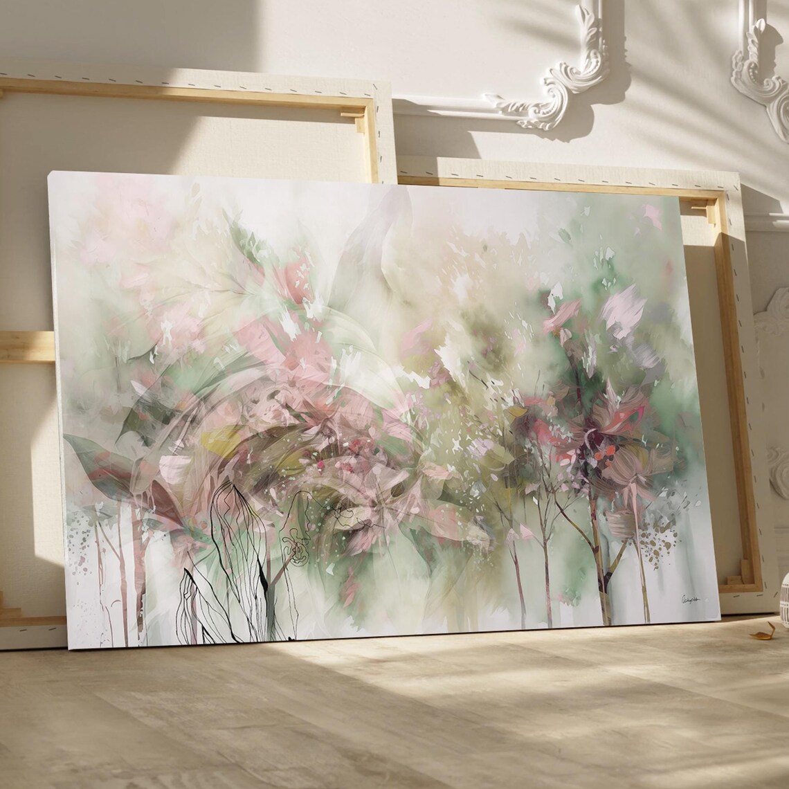 Abstract Forest Trees Watercolor Art Print, Farmhouse Decor